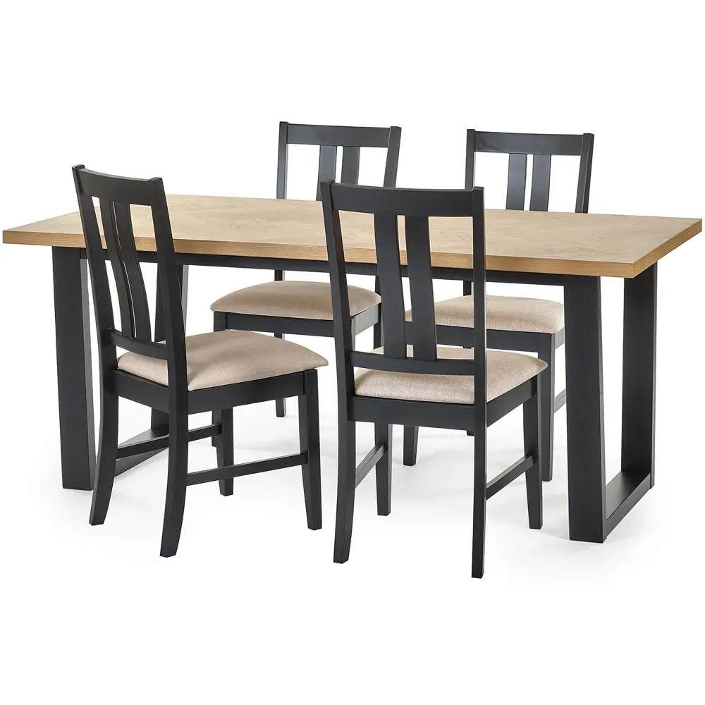 Hilton 4 Seater Dining Table - Black, Oak