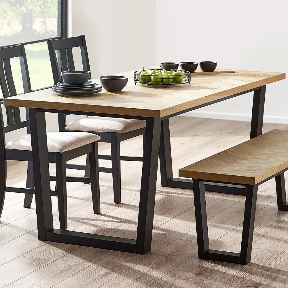 Hilton 4 Seater Dining Table - Black, Oak image