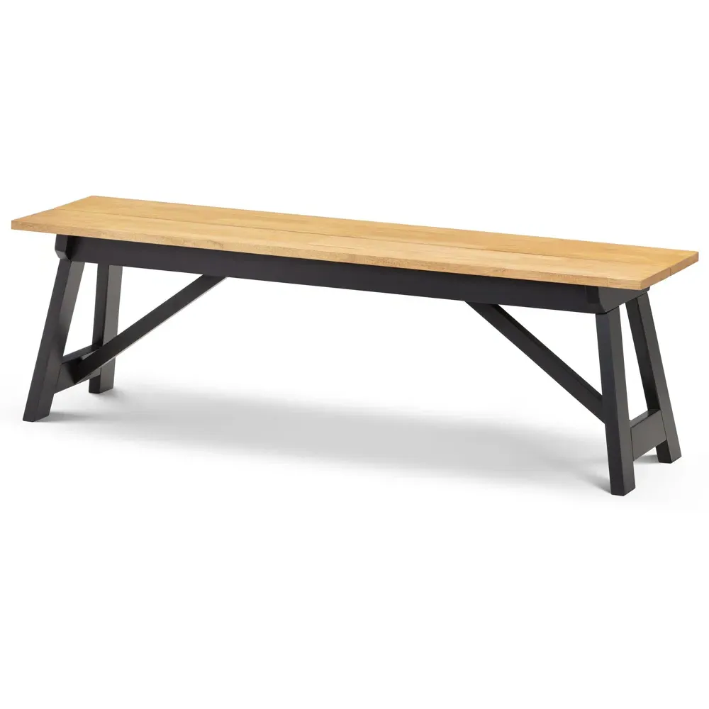 Hockley 2-Seater Dining Bench - Black, Oak