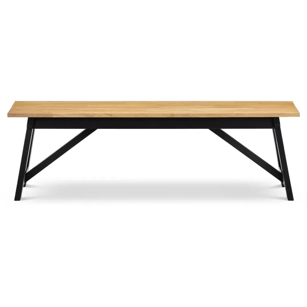 Hockley 2-Seater Dining Bench - Black, Oak