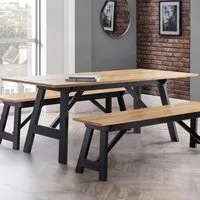 Hockley 4 Seater Dining Table - Black, Oak