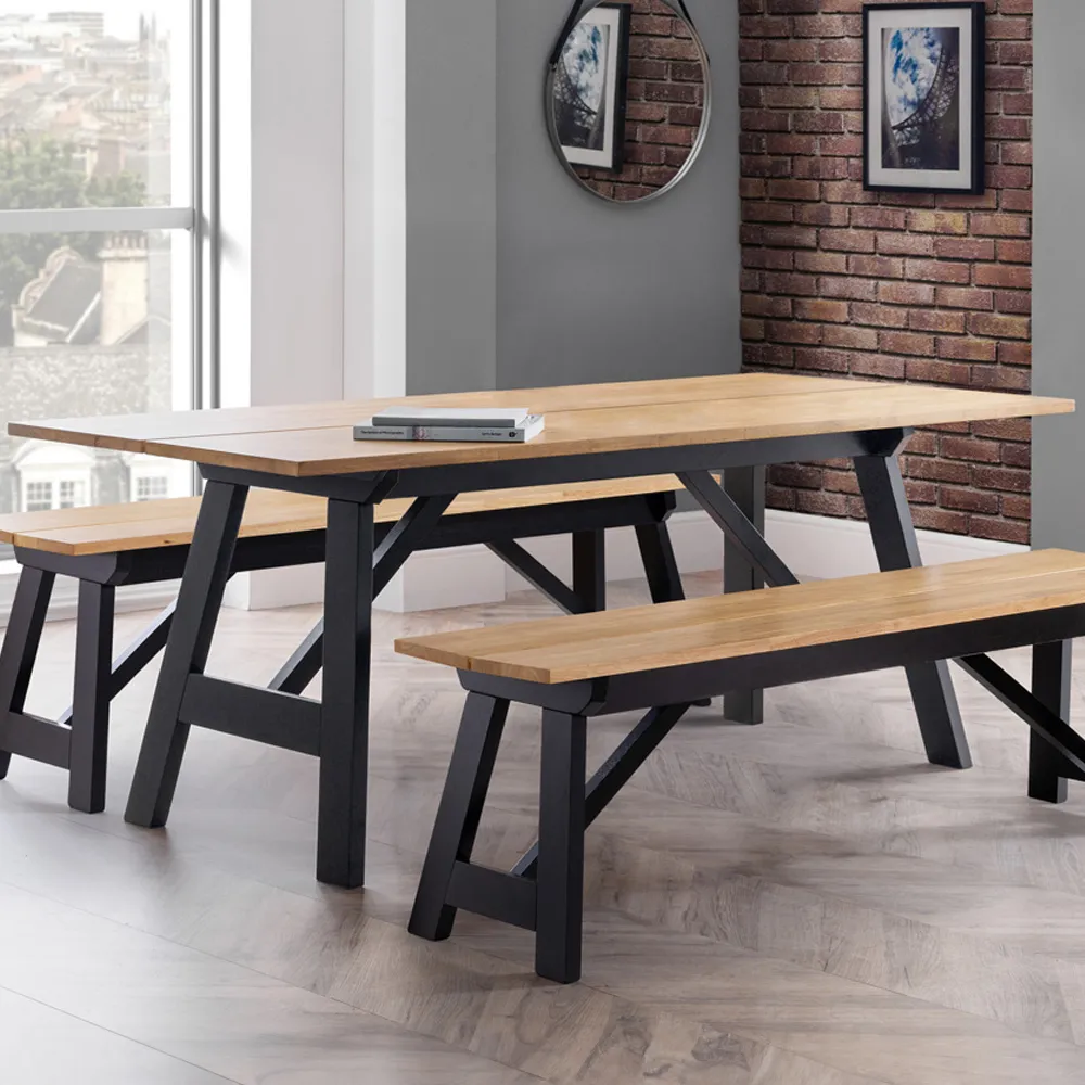Hockley 4 Seater Dining Table - Black, Oak image