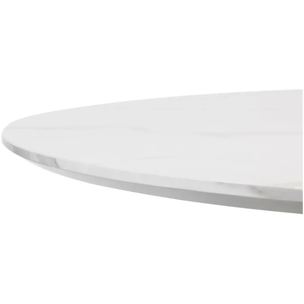 Holland 4-Seater Round Pedestal Dining Table - Black, Marble