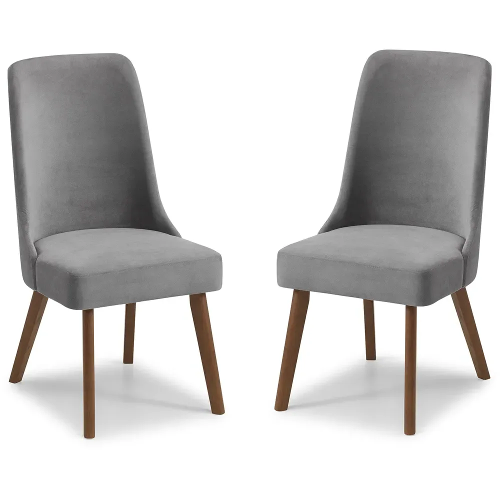 Huxley Set of 2 Dining Chairs - Grey, Chenille