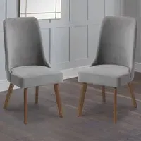 Huxley Set of 2 Dining Chairs - Grey, Chenille