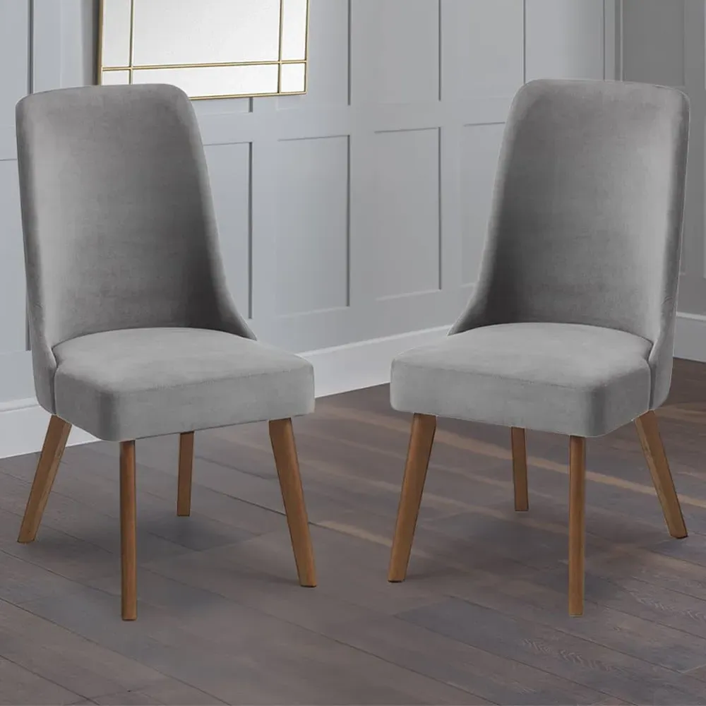 Huxley Set of 2 Dining Chairs - Grey, Chenille