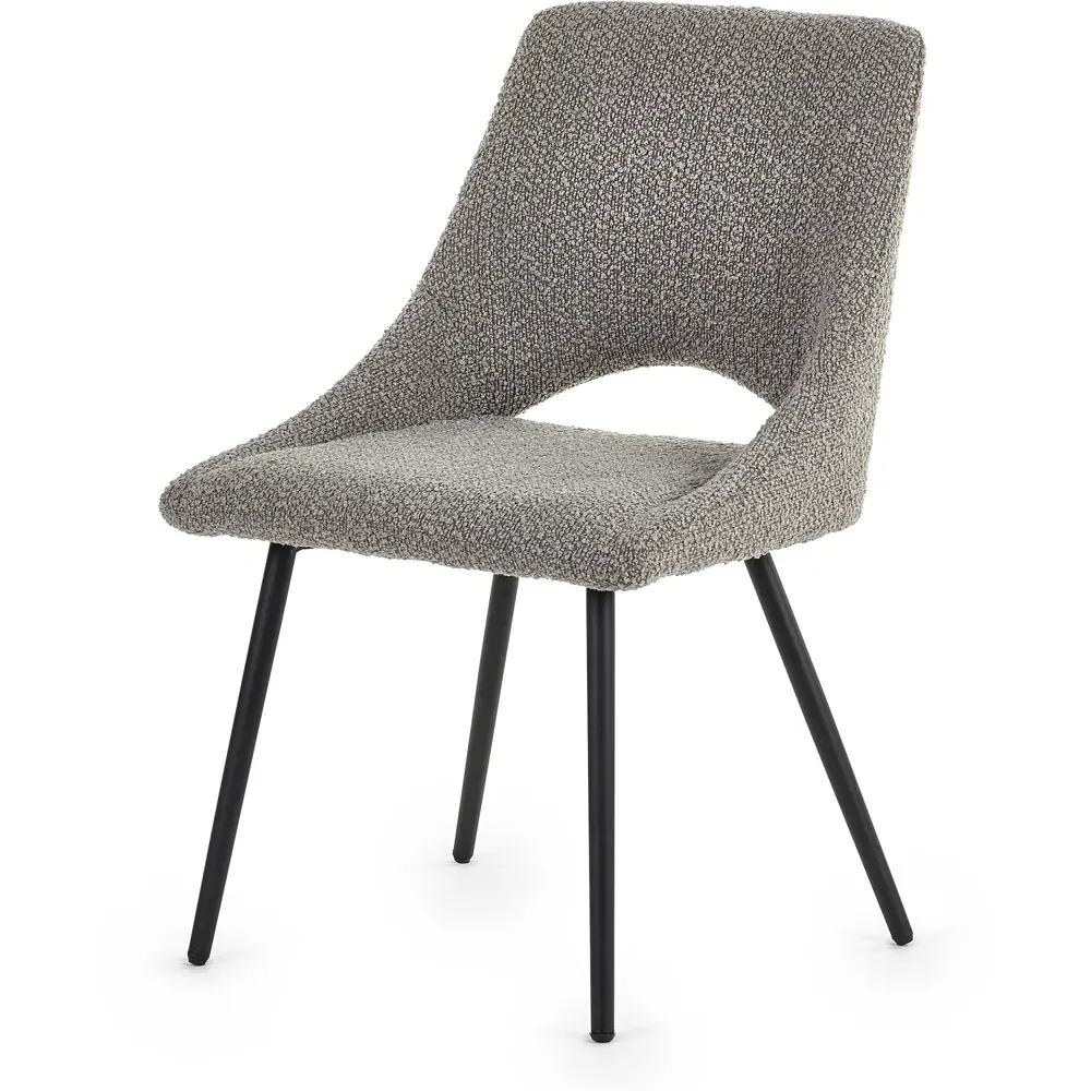 Iris Set of 2 Dining Chairs - Grey, Boucle
