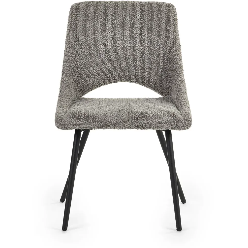 Iris Set of 2 Dining Chairs - Grey, Boucle