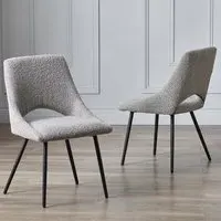 Iris Set of 2 Dining Chairs - Grey, Boucle
