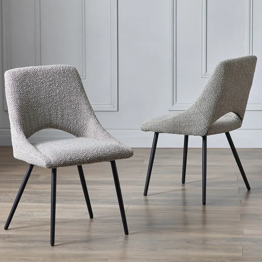 Iris Set of 2 Dining Chairs - Grey, Boucle image