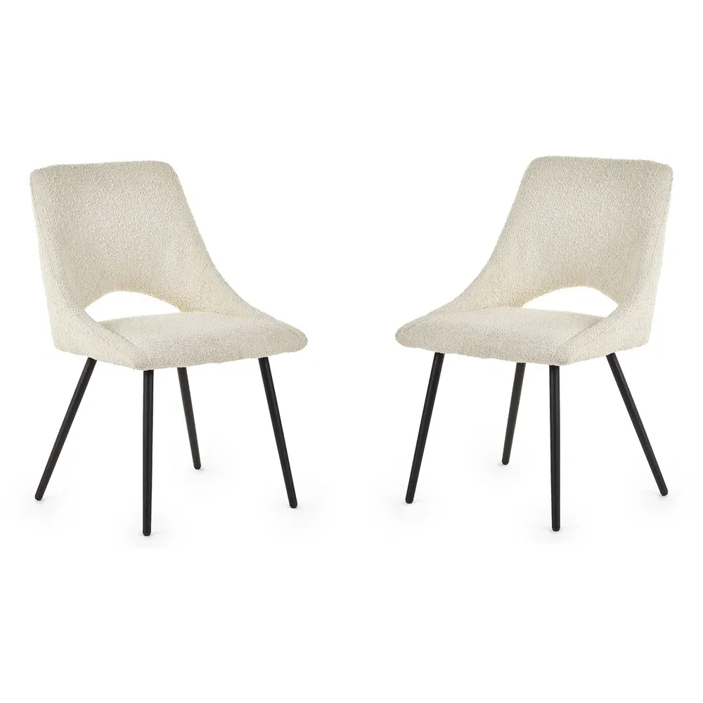 Iris Set of 2 Dining Chairs - Ivory, Boucle