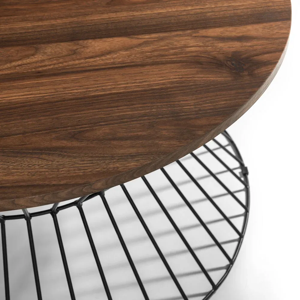 Jersey Round Wire Coffee Table - Black, Walnut