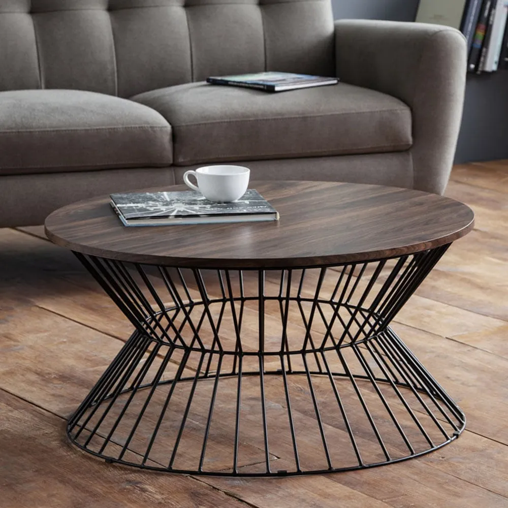 Jersey Round Wire Coffee Table - Black, Walnut