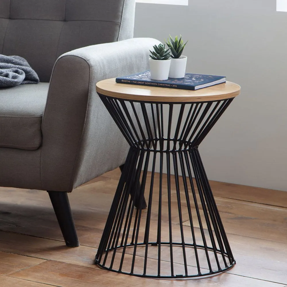 Jersey Round Wire Lamp Table - Oak