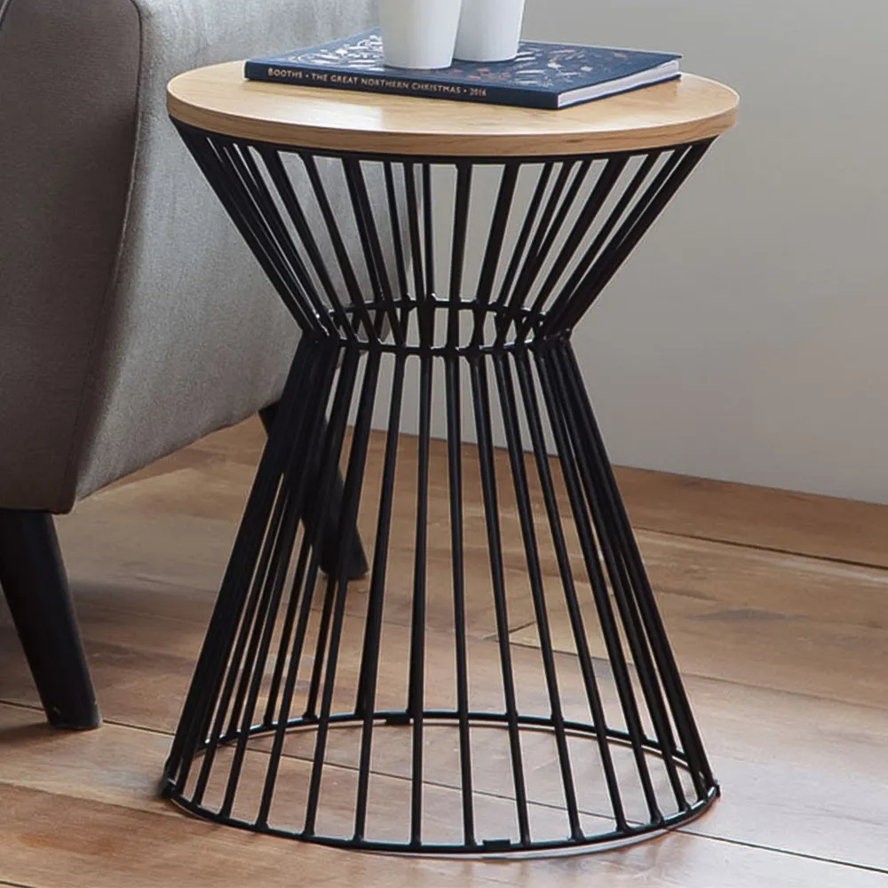 Jersey Round Wire Lamp Table - Oak image