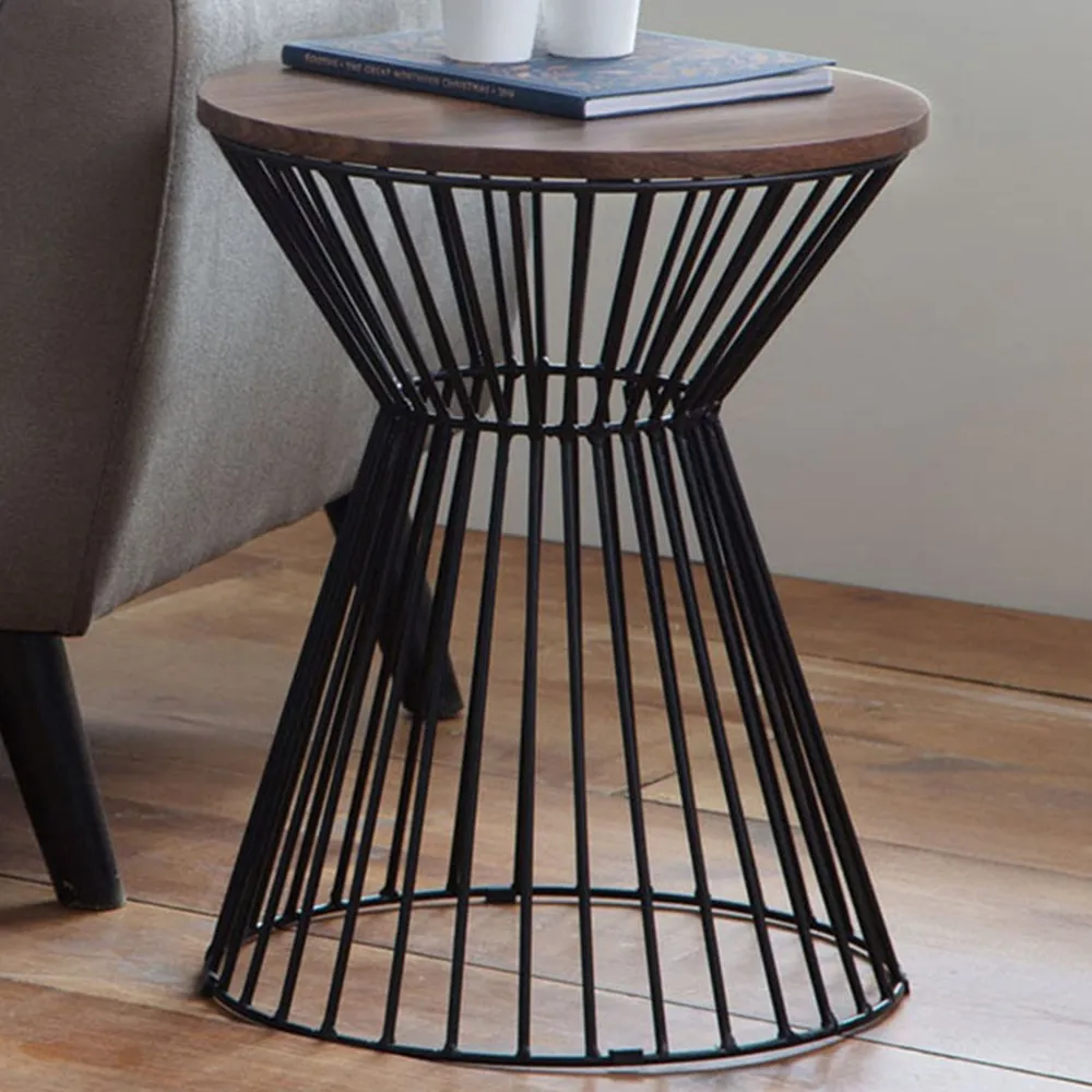 Jersey Round Wire Lamp Table - Walnut