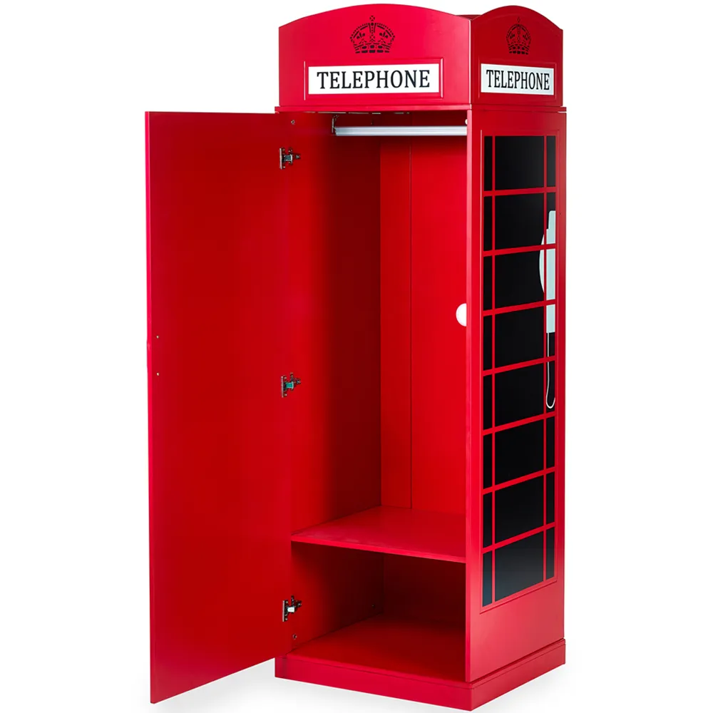 Julian Bowen Telephone Box Wardrobe - Red