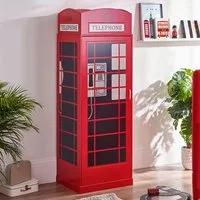 Julian Bowen Telephone Box Wardrobe - Red