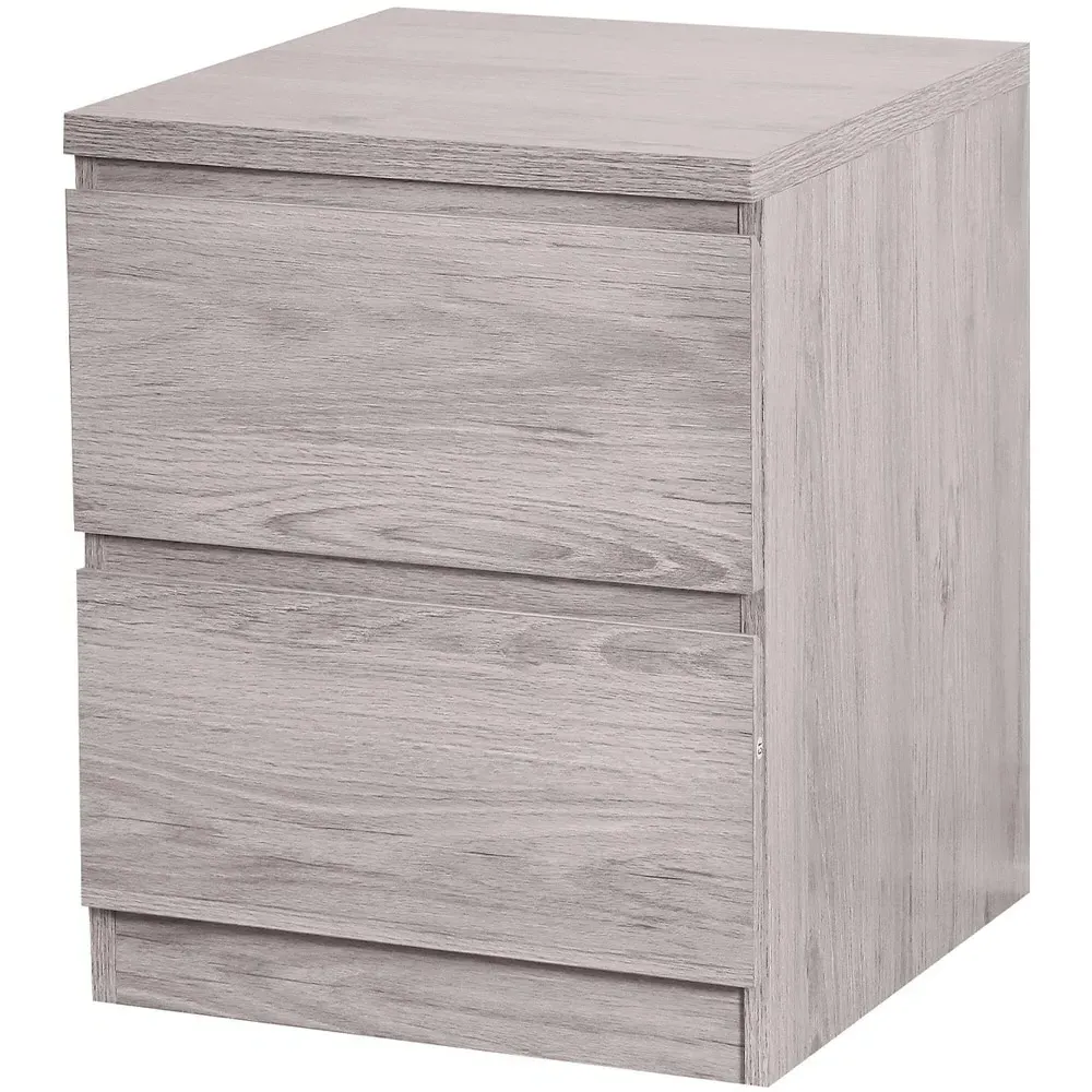 Jupiter 2 Drawer Bedside Table - Grey, Oak