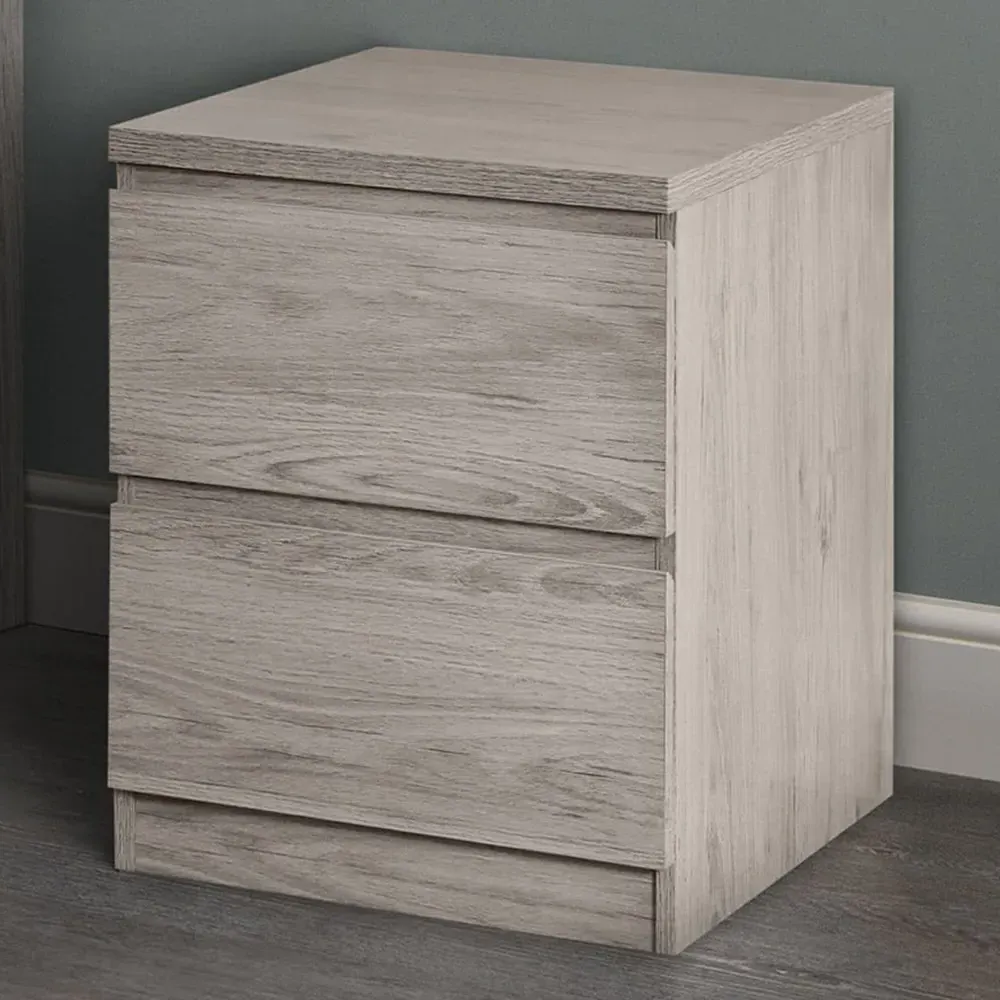 Jupiter 2 Drawer Bedside Table - Grey, Oak image