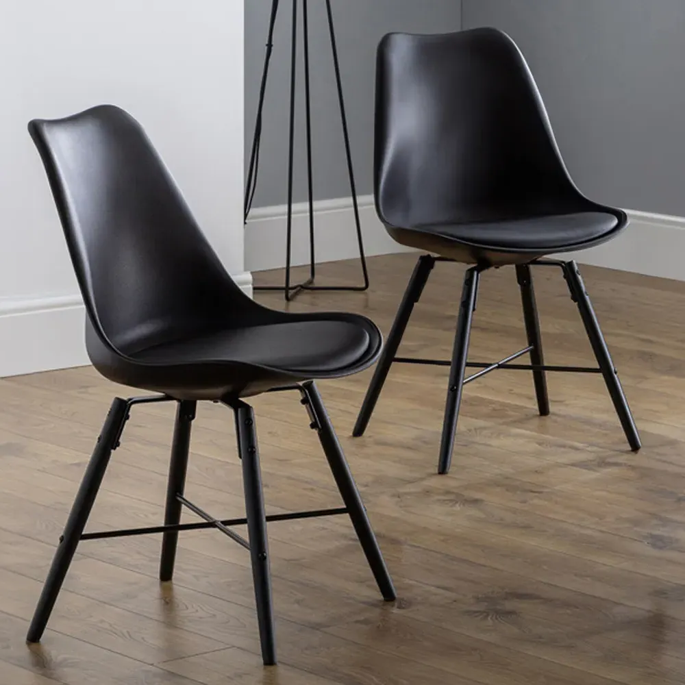Kari Set of 2 Dining Chairs - Black, PU image