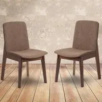 Kensington Set of 2 Dining Chairs - Linen, Walnut