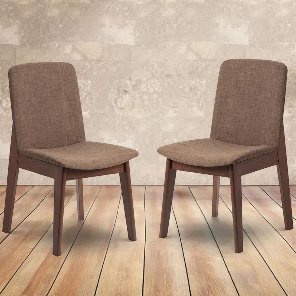 Kensington Set of 2 Dining Chairs - Linen, Walnut