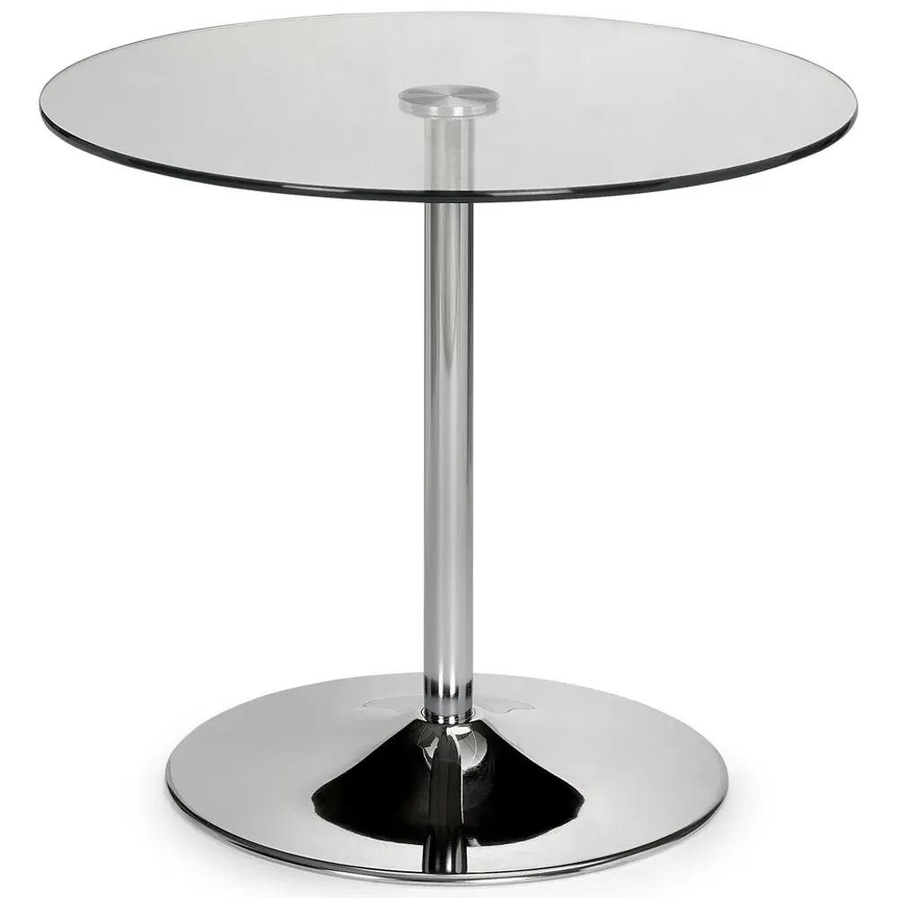 Kudos 4-Seater Pedestal Dining Table - Chrome, Glass