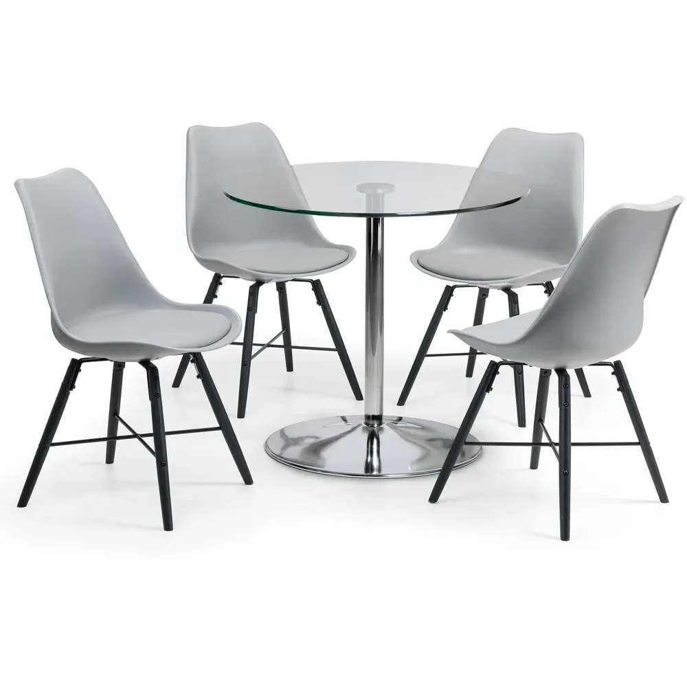 Kudos 4-Seater Pedestal Dining Table - Chrome, Glass