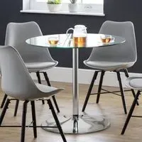 Kudos 4-Seater Pedestal Dining Table - Chrome, Glass
