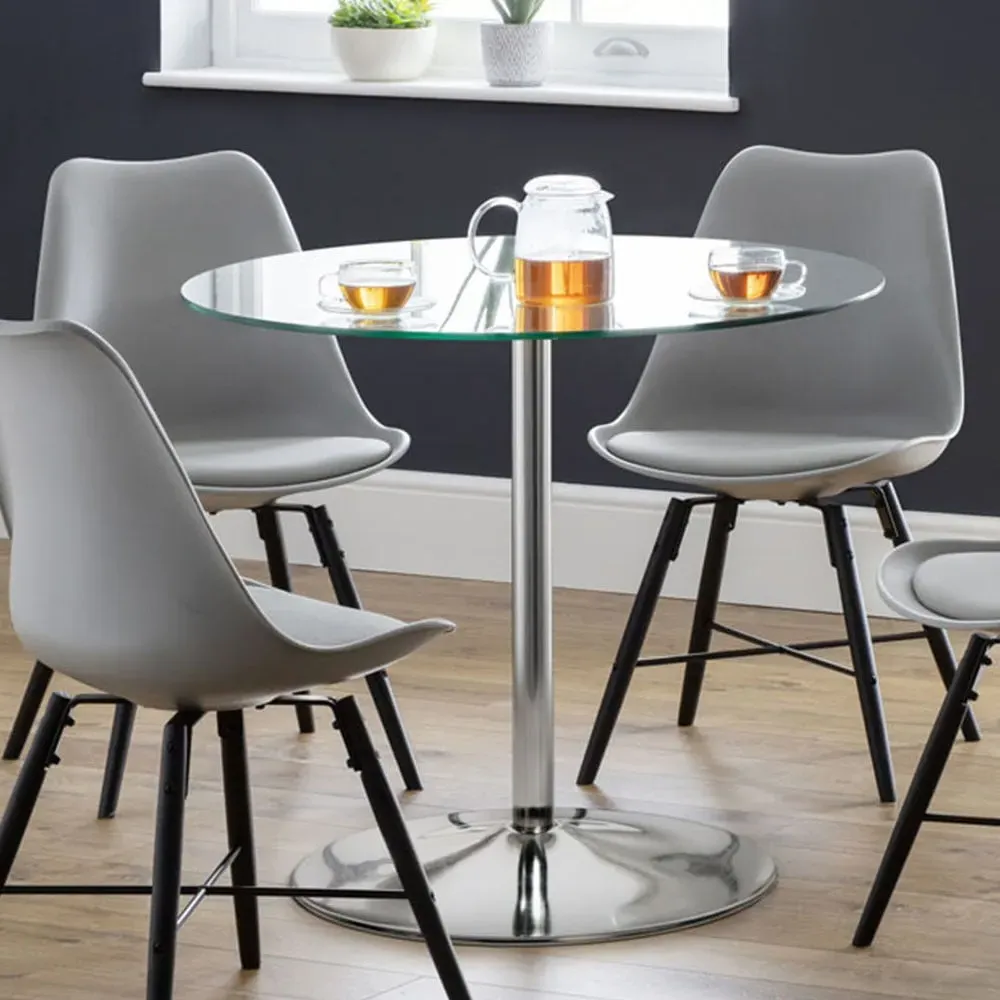 Kudos 4-Seater Pedestal Dining Table - Chrome, Glass image