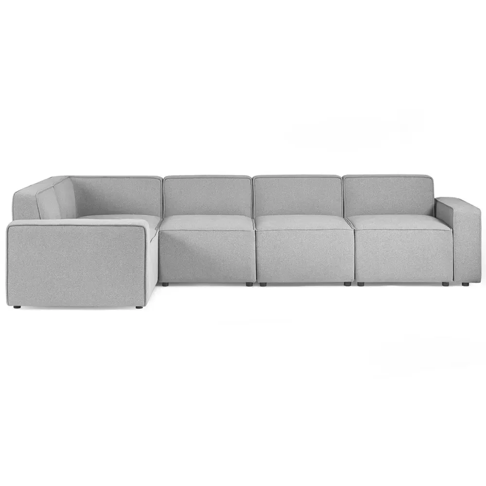 Lago 4-Seater L-Shaped Combination Sofa - Grey, Linen