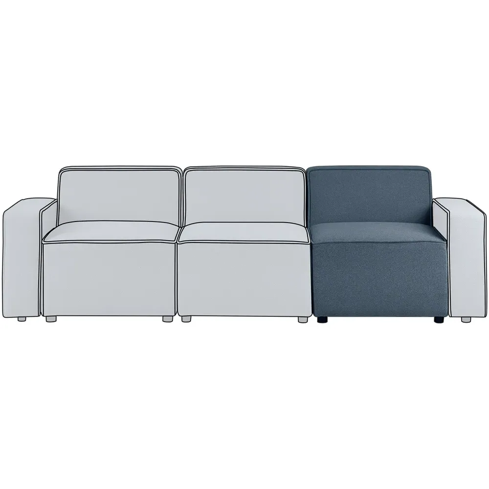 Lago Combination Single Seat Sofa Section - Grey, Linen