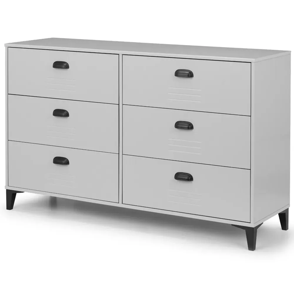 Lakers 6 Drawer Wide Chest of Drawers - Grey, Pine
