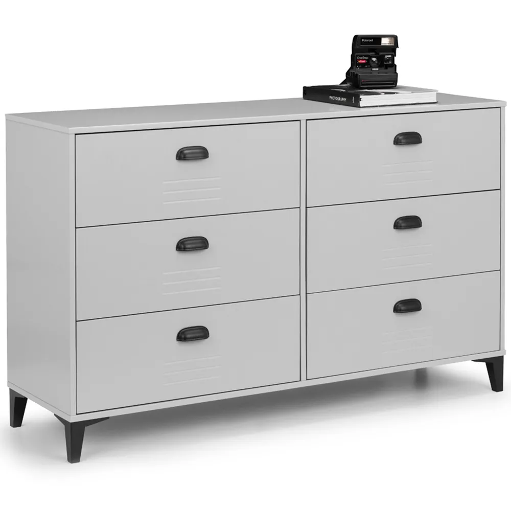 Lakers 6 Drawer Wide Chest of Drawers - Grey, Pine