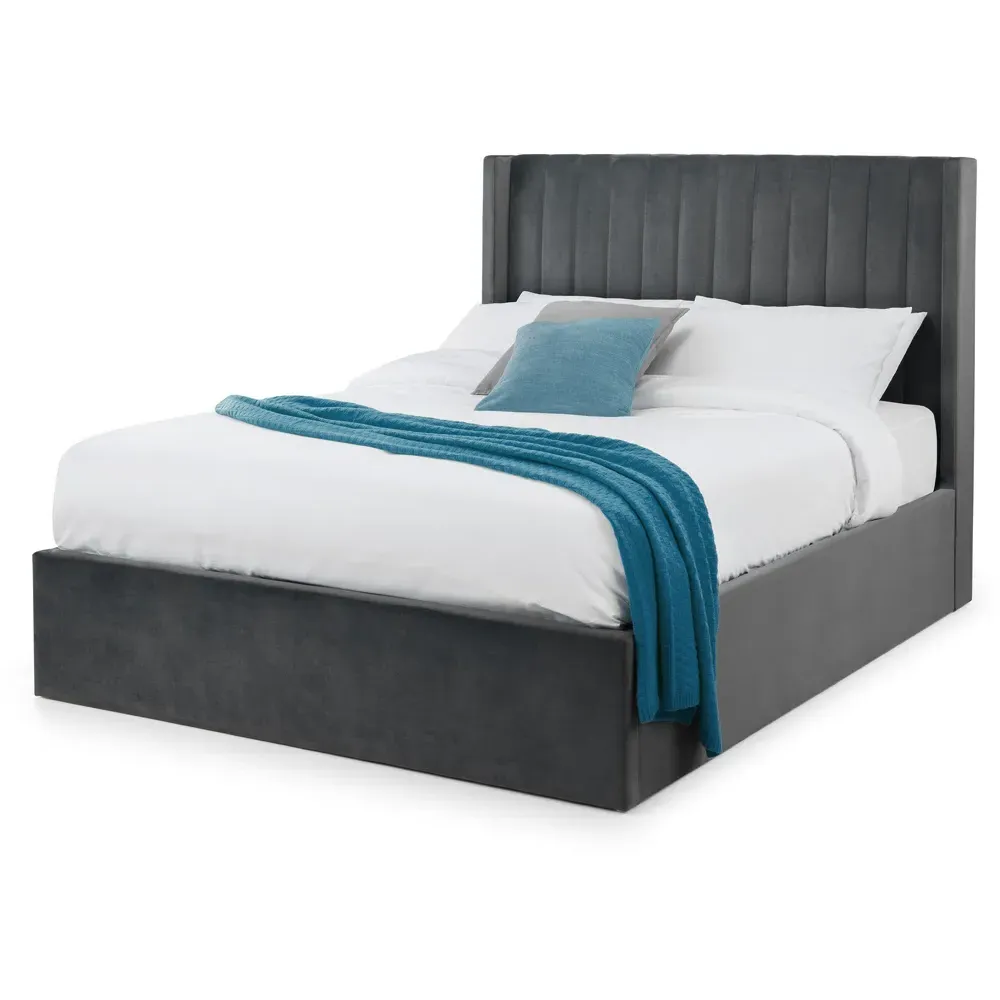 Langham Double Storage Bed with Headboard - Grey