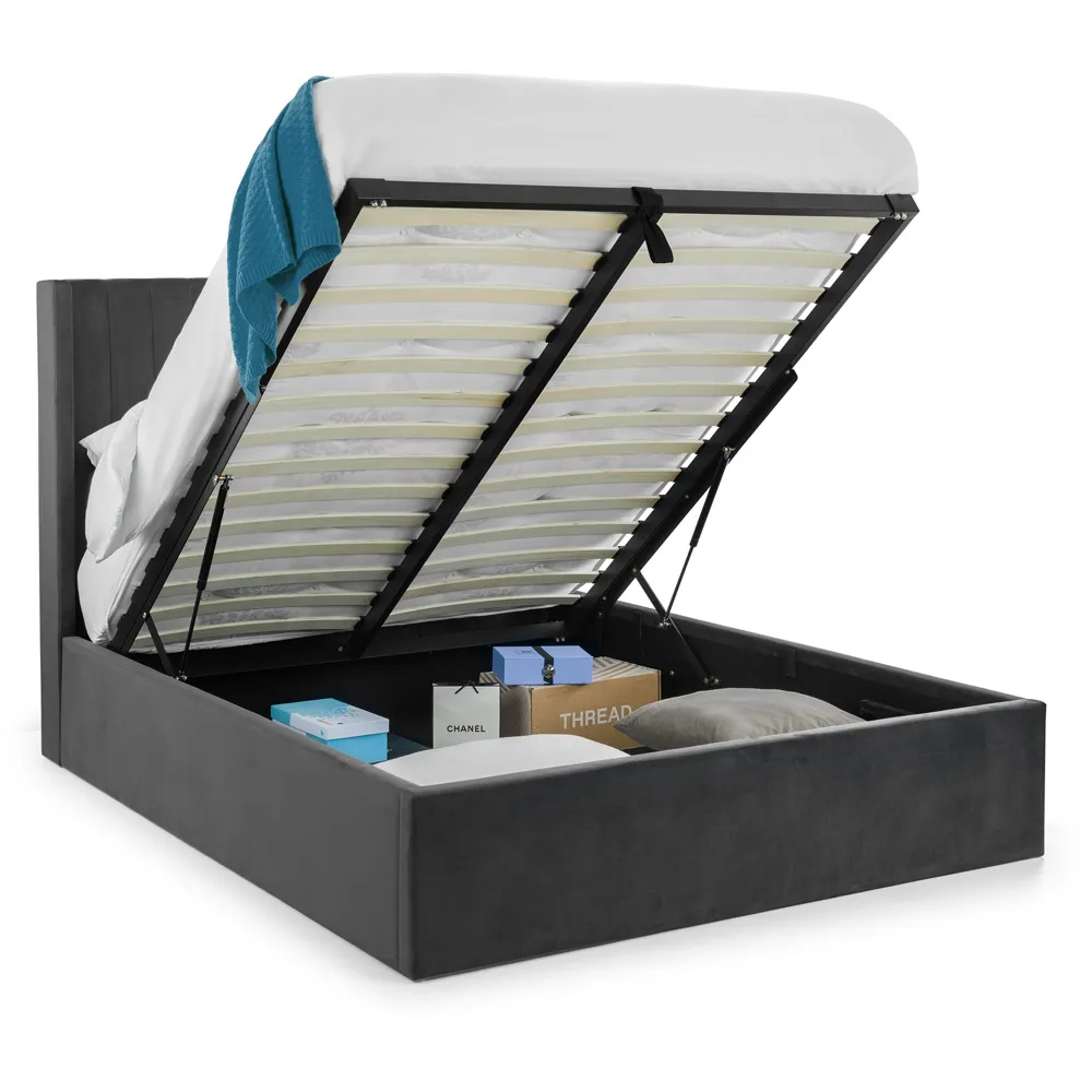 Langham Double Storage Bed with Headboard - Grey