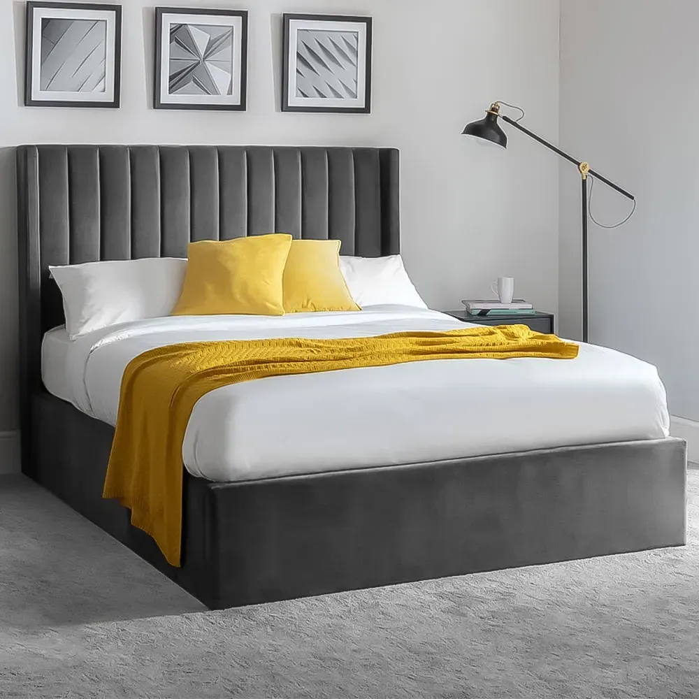 Langham Double Storage Bed with Headboard - Grey image