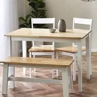 Linwood 4 Seater Dining Table - White, Oak