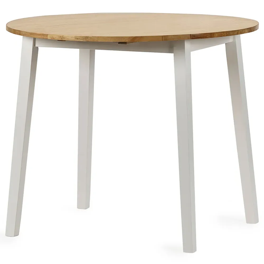 Linwood 4 Seater Round Drop Leaf Table - Natural, White