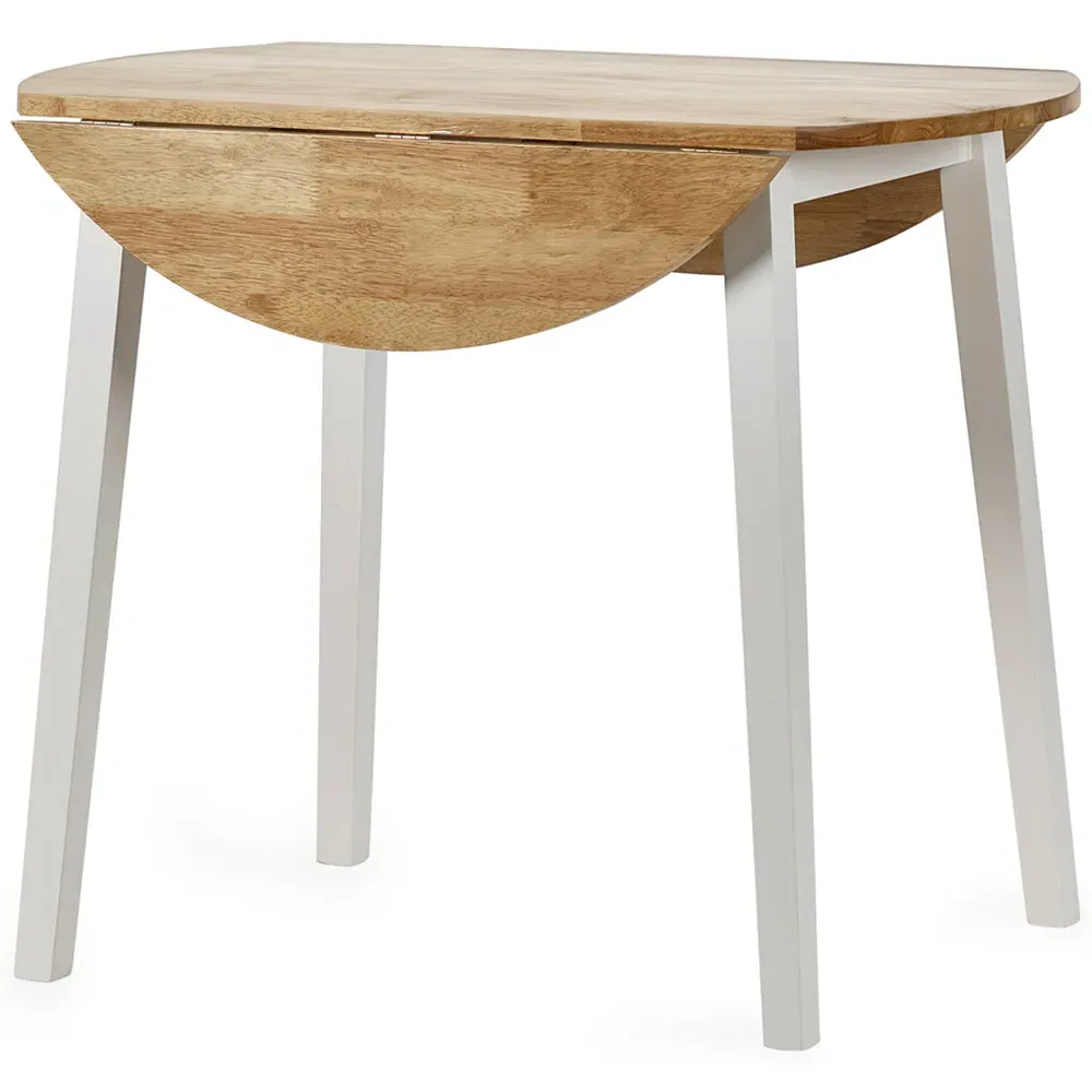 Linwood 4 Seater Round Drop Leaf Table - Natural, White