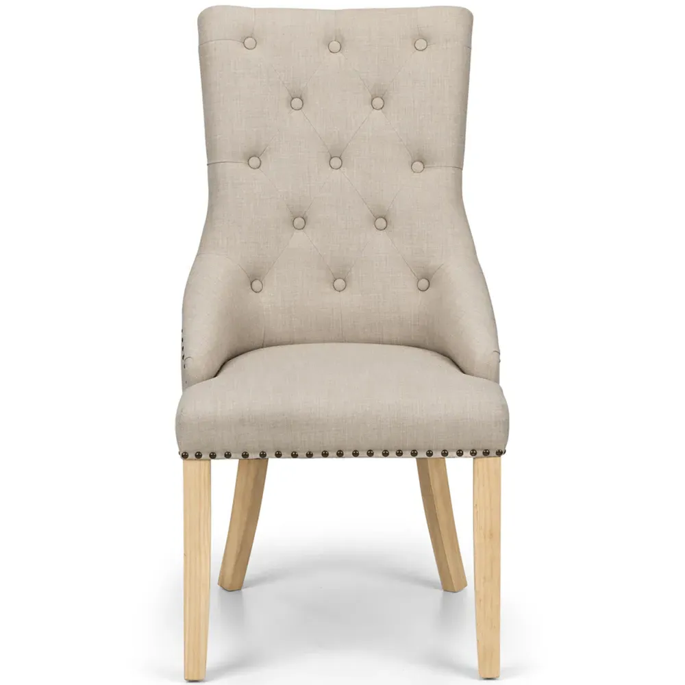 Loire Set of 2 Button Back Chairs - Cream, Linen