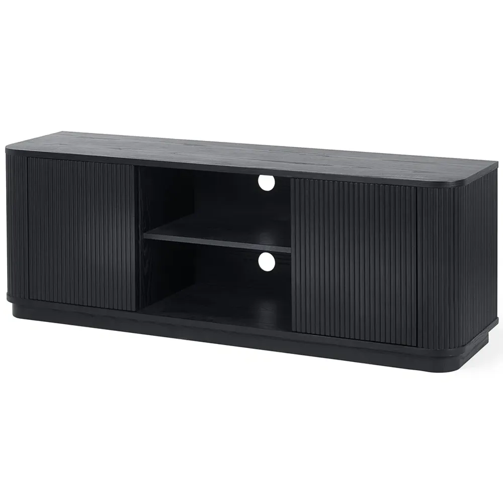 Louis 2 Door 2 Shelf Fluted TV Unit - Black