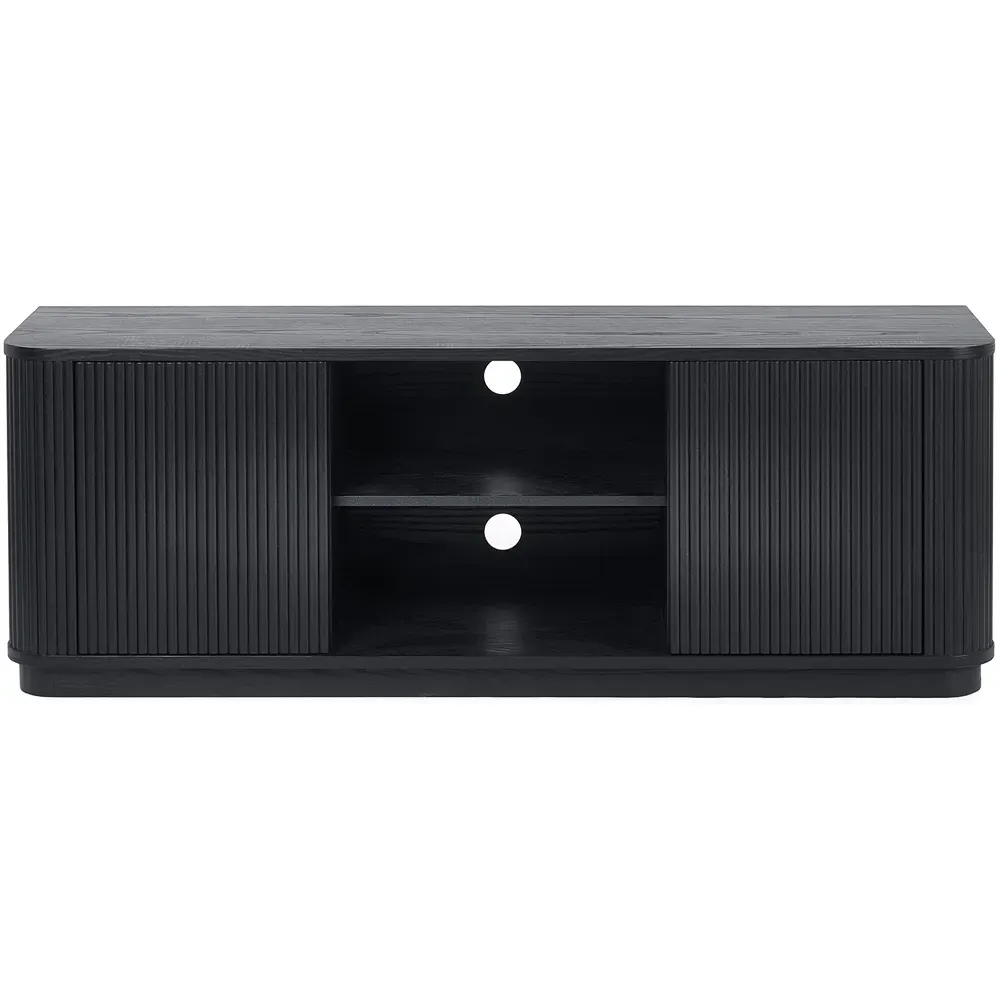 Louis 2 Door 2 Shelf Fluted TV Unit - Black