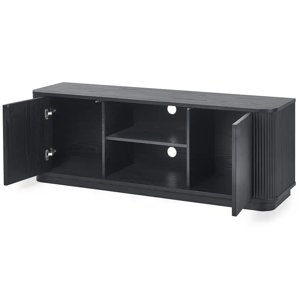 Louis 2 Door 2 Shelf Fluted TV Unit - Black