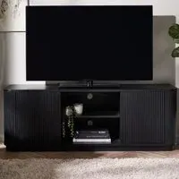 Louis 2 Door 2 Shelf Fluted TV Unit - Black