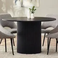 Louis 4 Seater Round Dining Table - Black