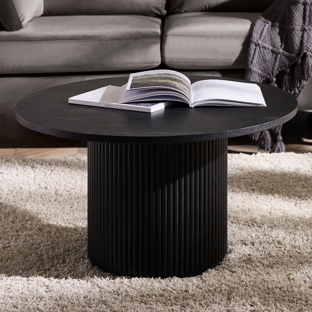 Louis Round Fluted Coffee Table - Black