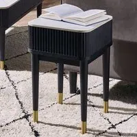 Louis Single Drawer Fluted Lamp Table - White, Stone