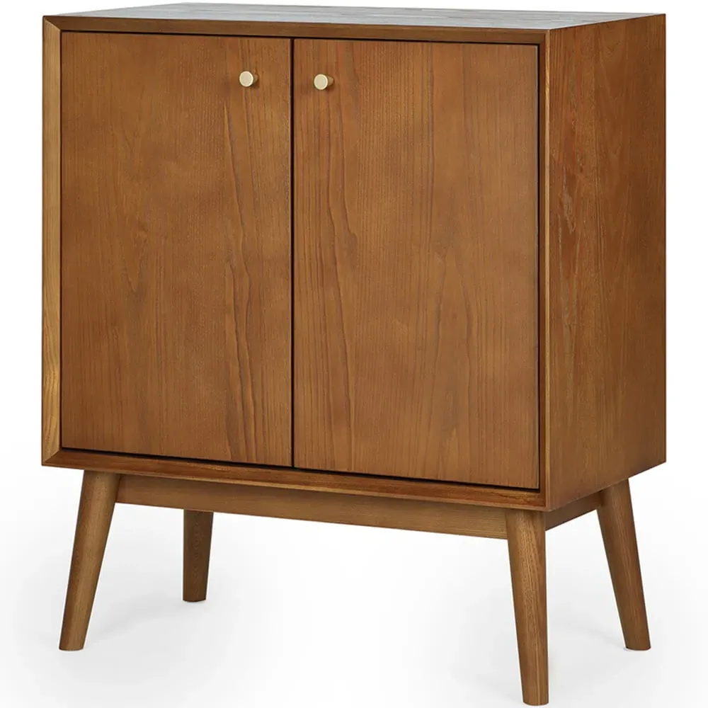 Lowry 2 Door Small Sideboard - Grey, Cherry Ash Wood